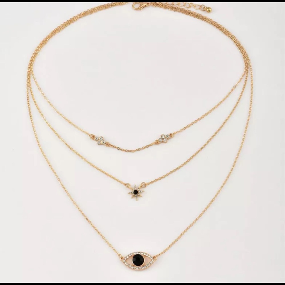 Fashion Multilayer Star Evil Eye Pendant Necklace - Picture 5 of 7